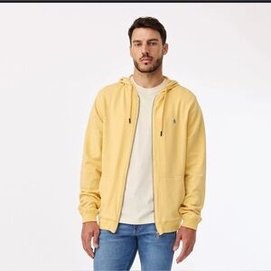 Original Penguin Mens Zip up Hoodie Yellow Size Large
